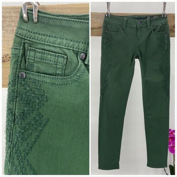 $100 Hunter Green Skinny Jeans Miss Me NWT - Picture 6 of 11